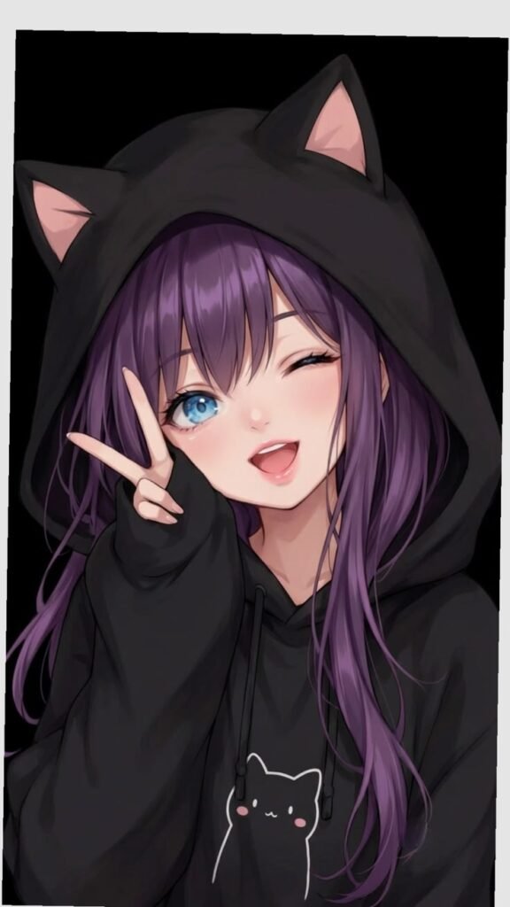 Aesthetic Black PFP Anime Girl