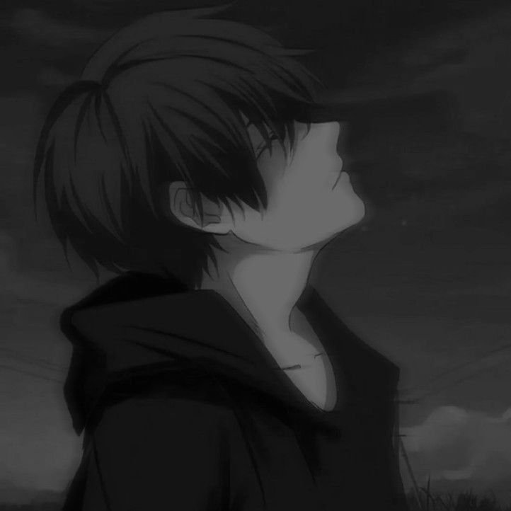 Sad Anime PFP Black and White