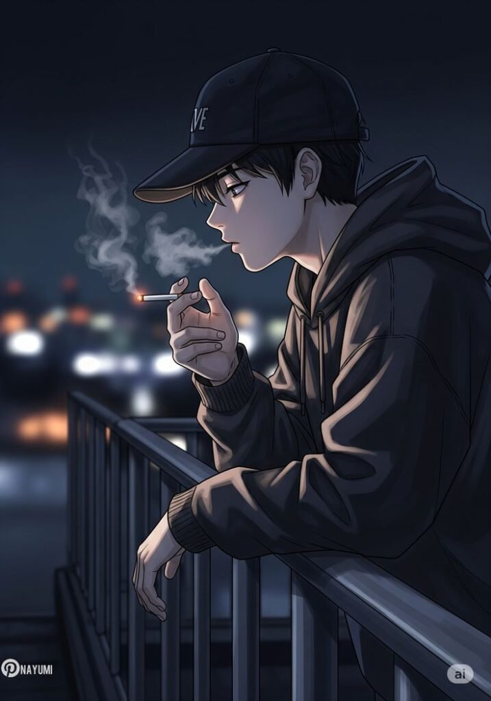 Smoking Anime Boy Wallpaper 4K