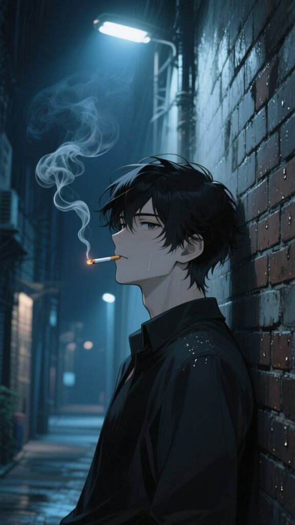 Smoking Anime Boy Wallpaper 4K